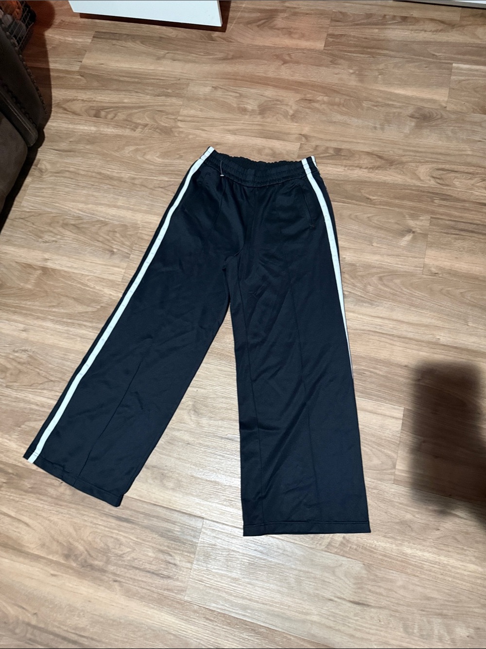 Athleta Black Joggers with White Side Stripes